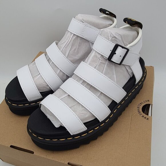 Dr. Martens Shoes - Dr Martens Blaire Quad Women's Strap Sandals White Hydro Leather Size 8 New